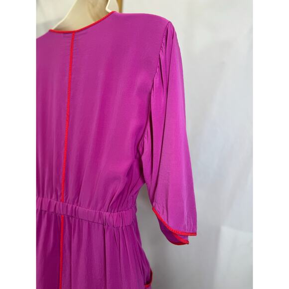 BCBG Max Azria Mandy Fuchsia Silk Shirt Dress with Pockets - Size XS - Picture 9 of 14